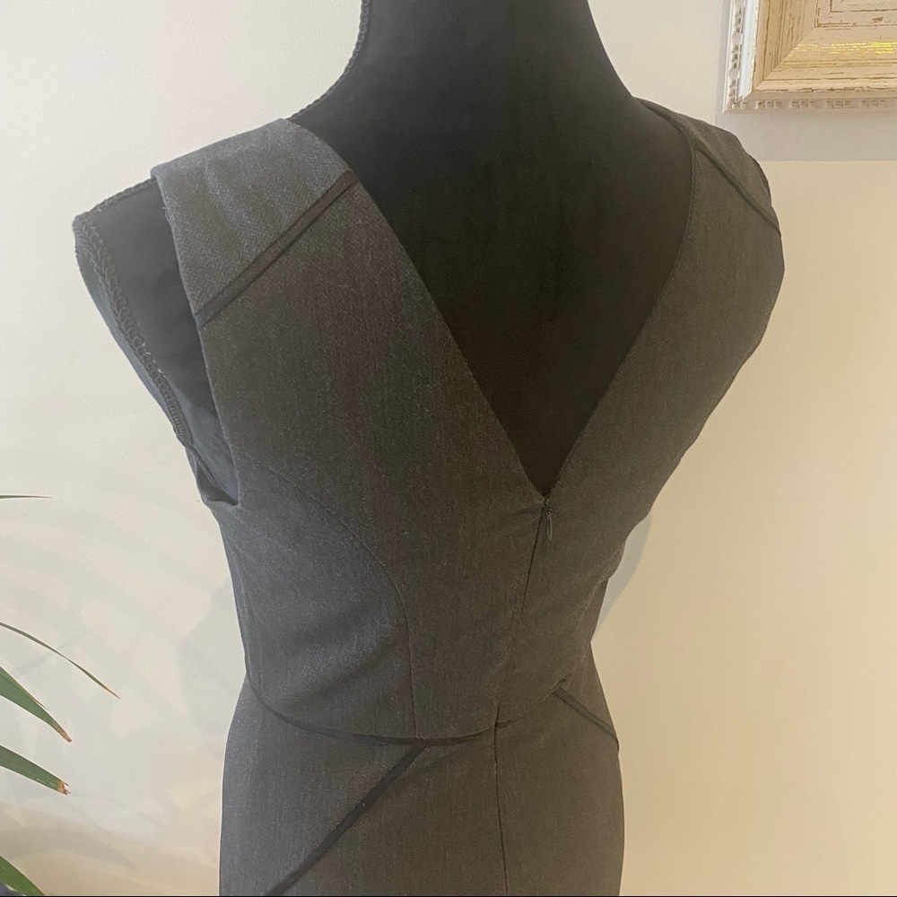 PORTMANS Corporate Midi Dress Grey Contrast Black Trim Workwear Office Size 8 - Picture 6 of 11
